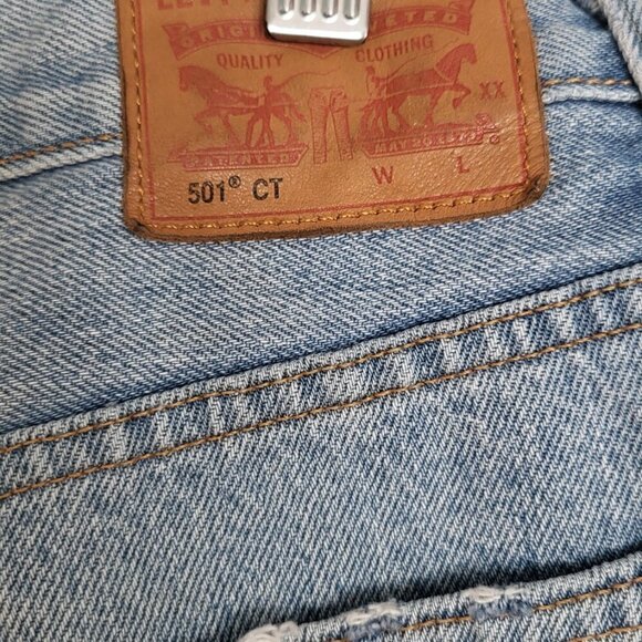 Levi's Button Fly 501 CT Ripped Jean Size 27 - Picture 7 of 14